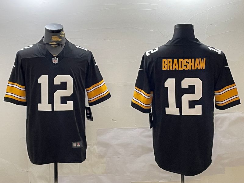 Men Pittsburgh Steelers #12 Bradshaw Black 2024 Nike Limited NFL Jersey style 1->cincinnati bengals->NFL Jersey